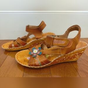 L'Artiste by Spring Step Leather Wedge Sandals - Cuteness